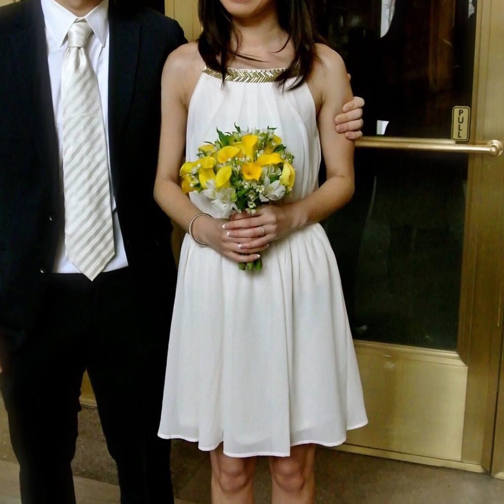 F21 Cream Grecian dress - S